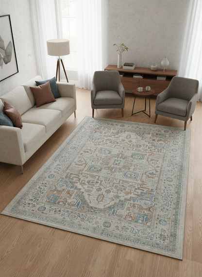 Arte VN026 Vintage Klasik Desenli Dekoratif Şönil Halı