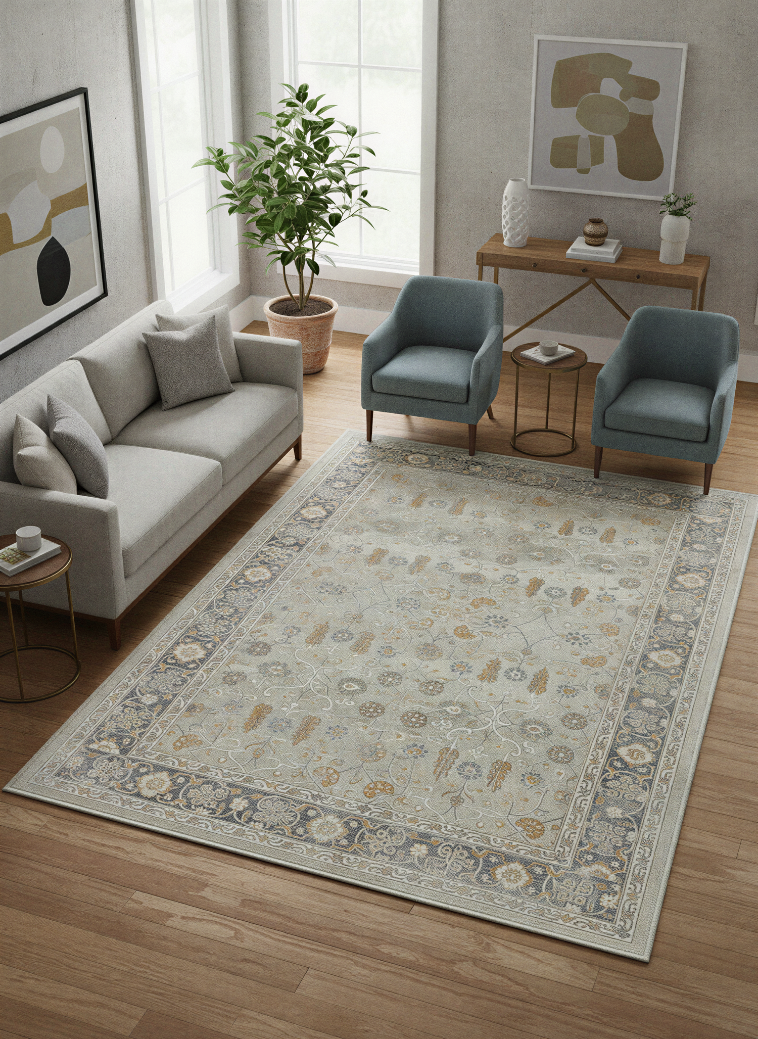 Arte VN027 Vintage Klasik Desenli Dekoratif Şönil Halı