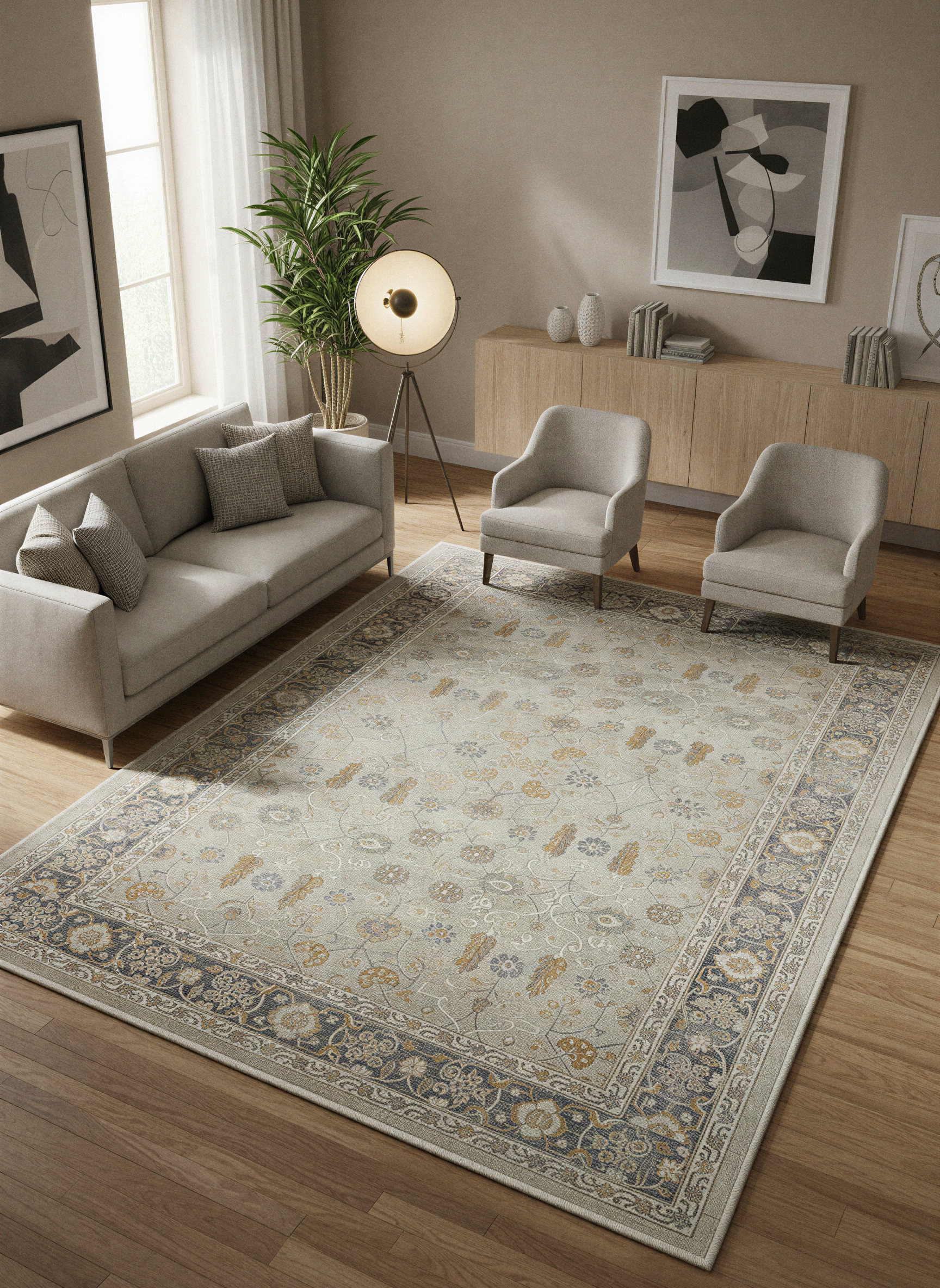 Arte VN027 Vintage Klasik Desenli Dekoratif Şönil Halı