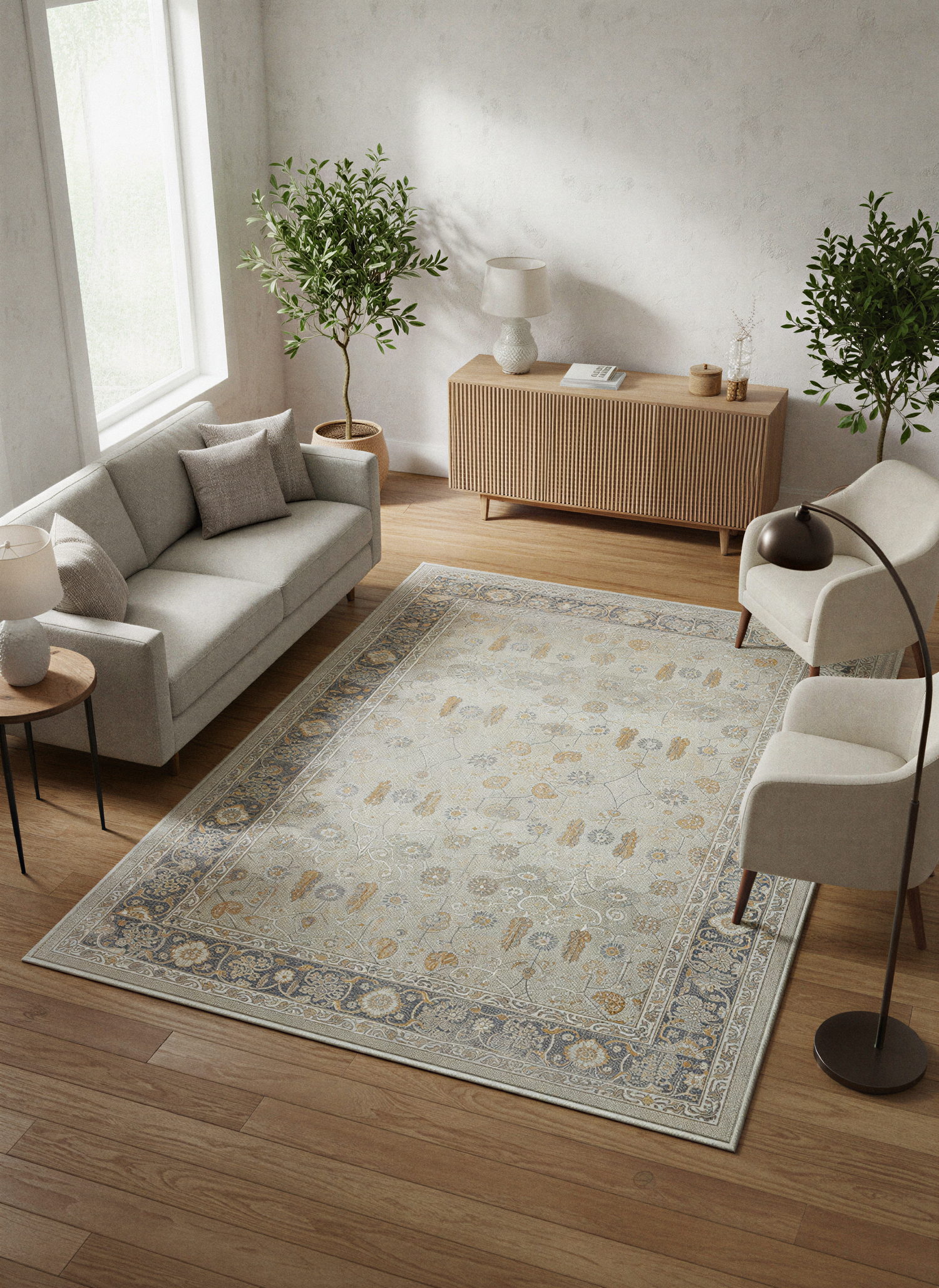 Arte VN027 Vintage Klasik Desenli Dekoratif Şönil Halı