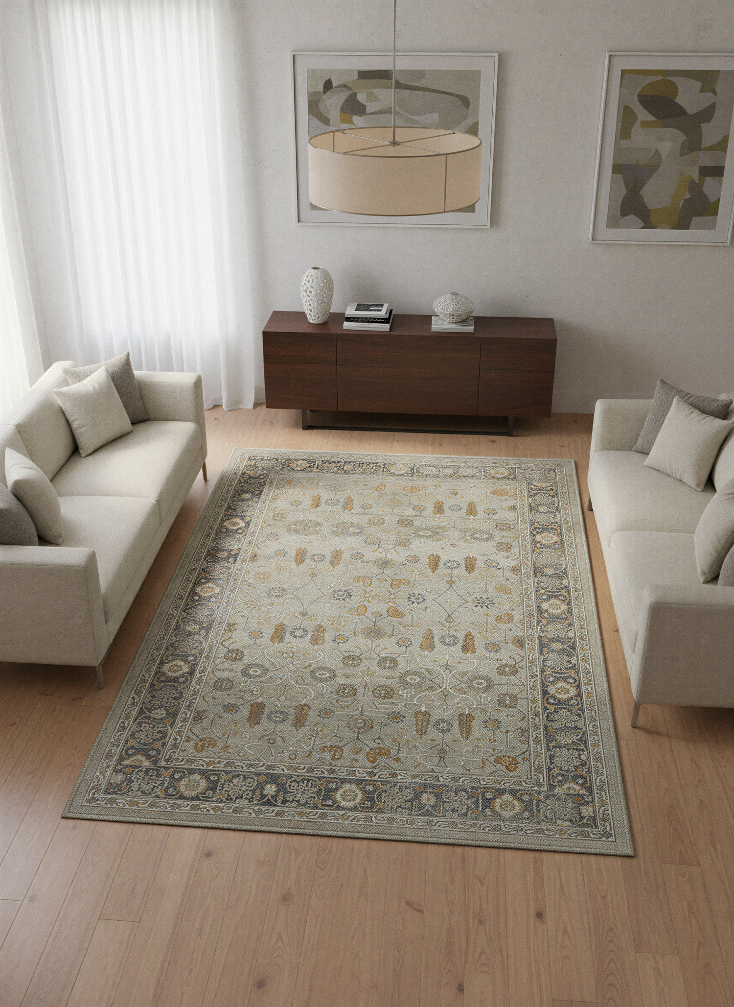 Arte VN027 Vintage Klasik Desenli Dekoratif Şönil Halı