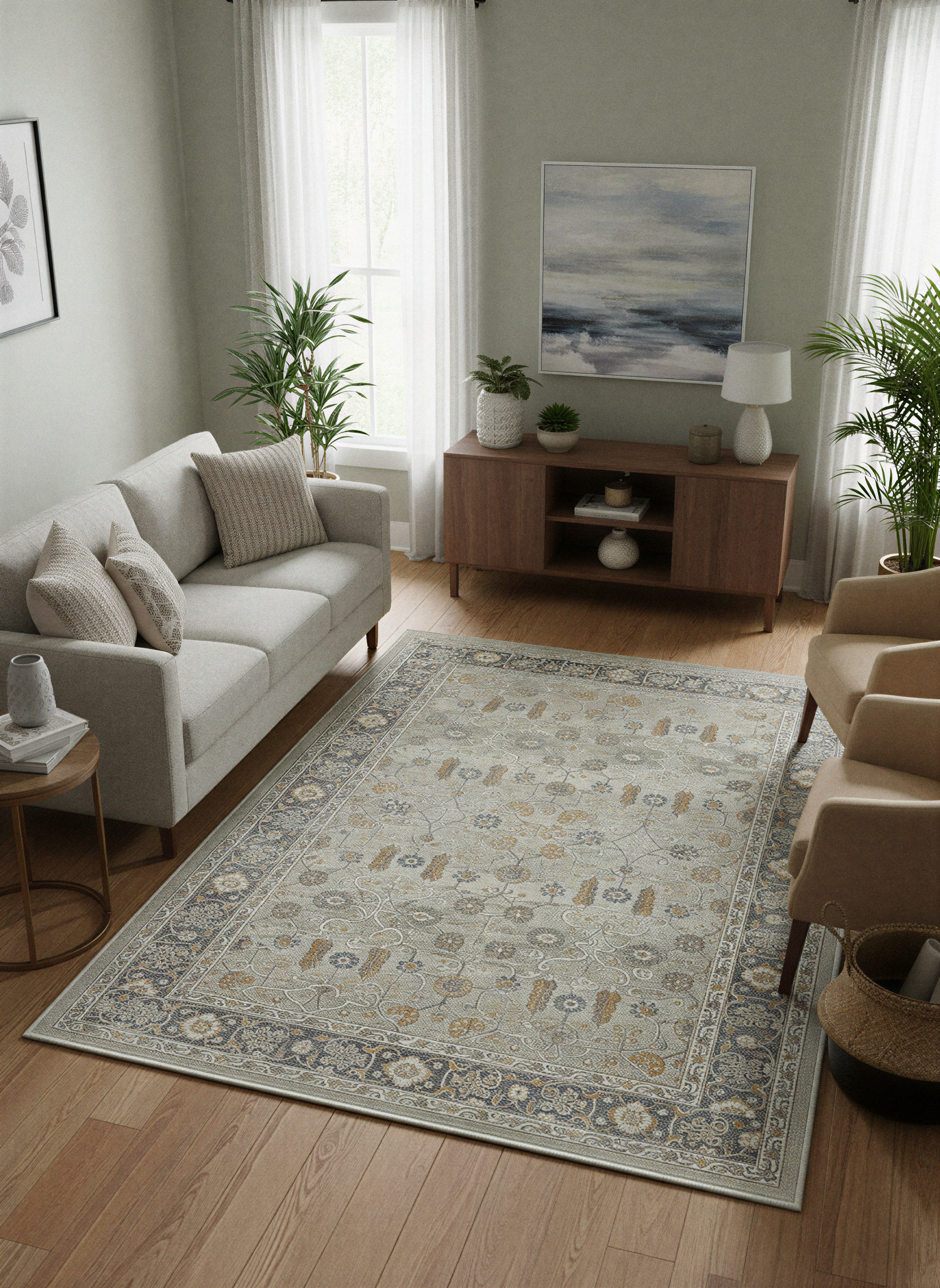 Arte VN027 Vintage Klasik Desenli Dekoratif Şönil Halı