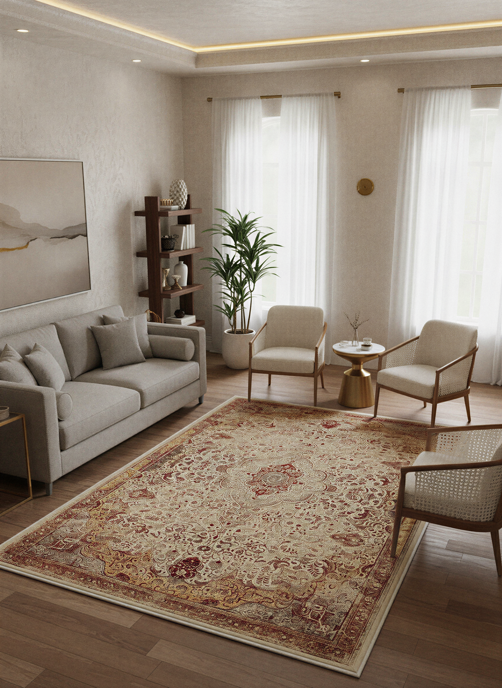 Arte VN030 Vintage Klasik Desenli Dekoratif Şönil Halı