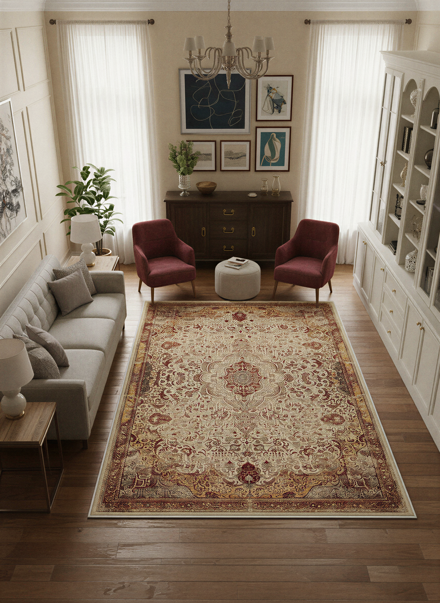 Arte VN030 Vintage Klasik Desenli Dekoratif Şönil Halı