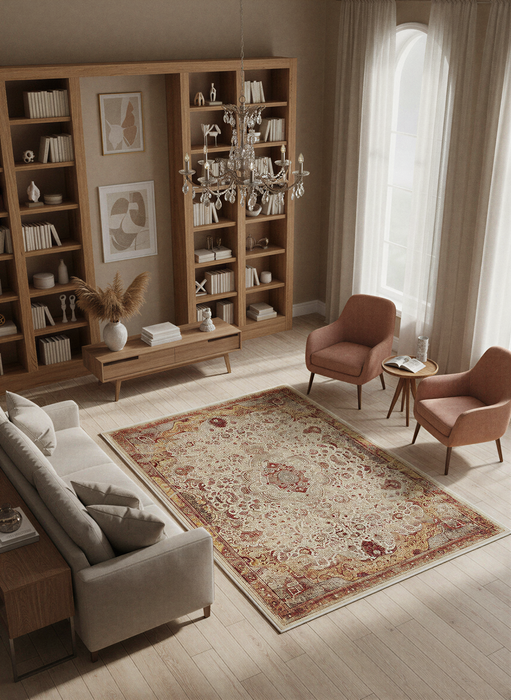 Arte VN030 Vintage Klasik Desenli Dekoratif Şönil Halı