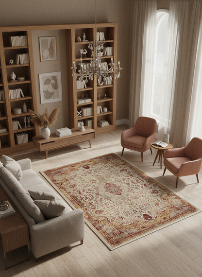 Arte VN030 Vintage Klasik Desenli Dekoratif Şönil Halı