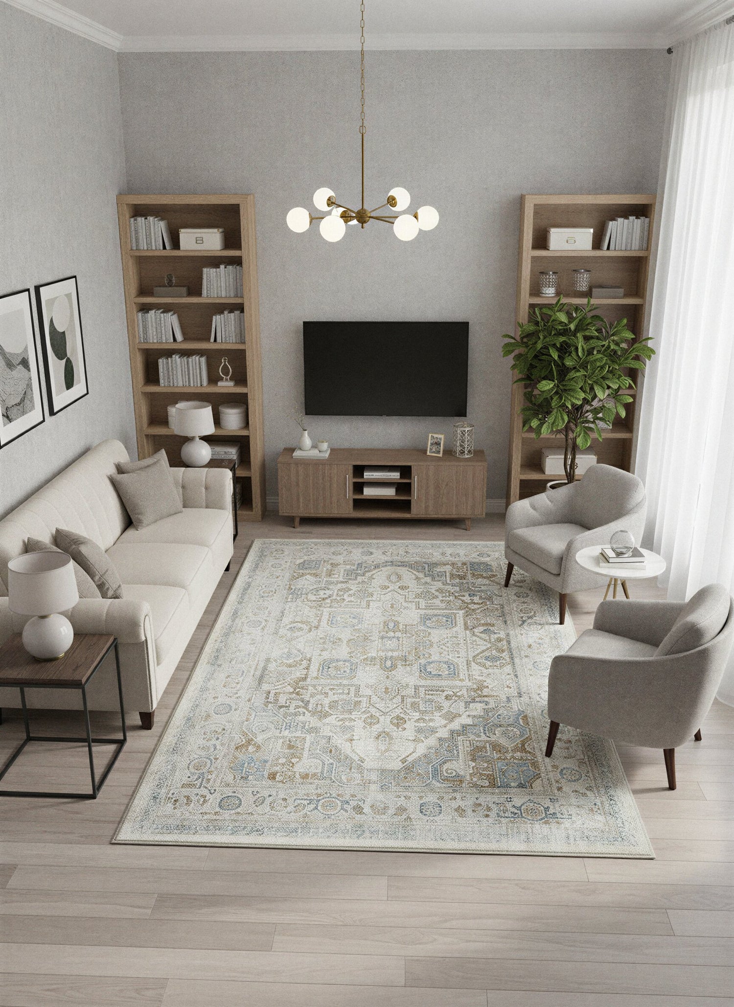 Arte VN033-1 Vintage Klasik Desenli Dekoratif Şönil Halı