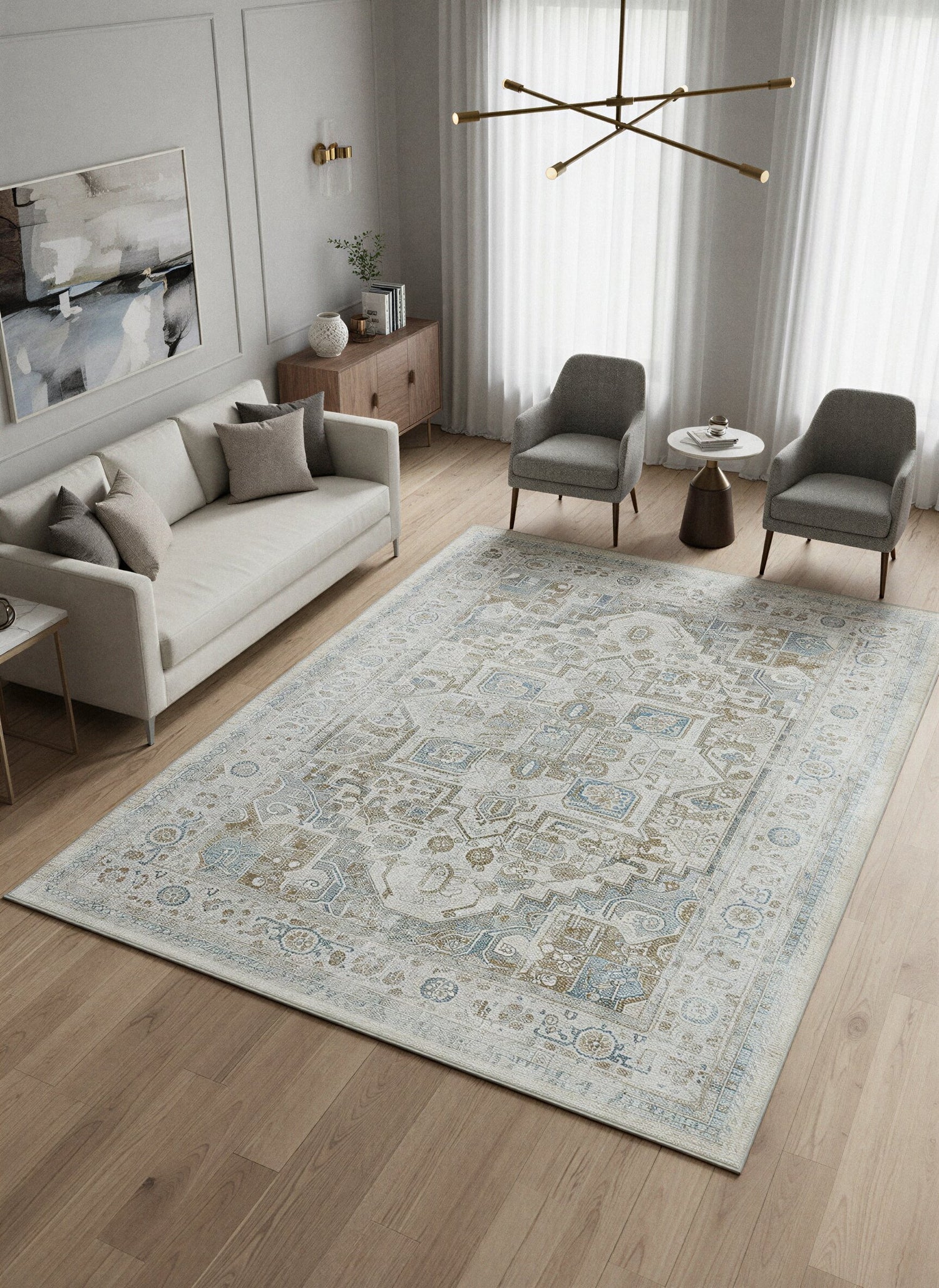 Arte VN033-1 Vintage Klasik Desenli Dekoratif Şönil Halı