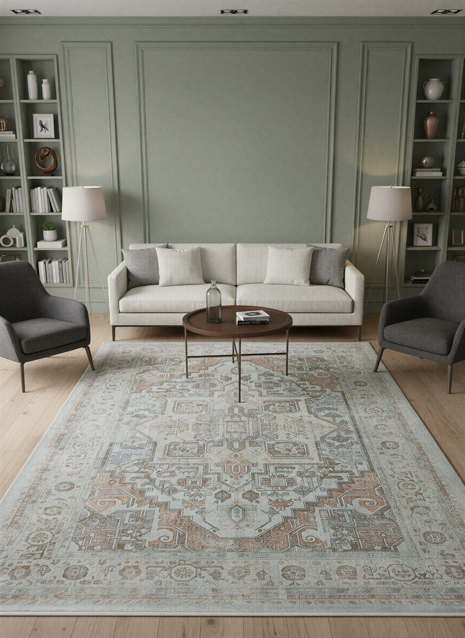 Arte VN033-2 Vintage Klasik Desenli Dekoratif Şönil Halı