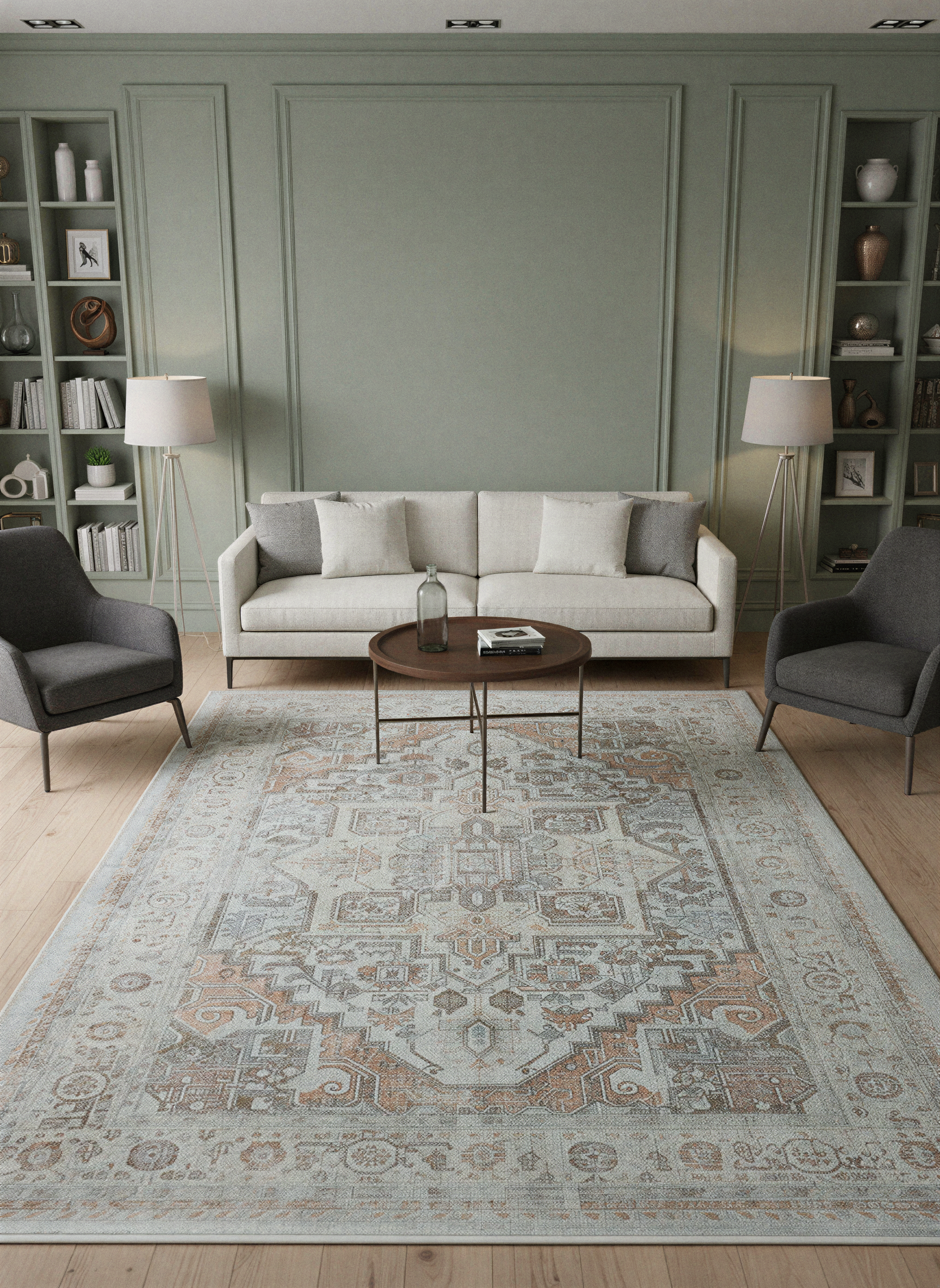 Arte VN033-2 Vintage Klasik Desenli Dekoratif Şönil Halı