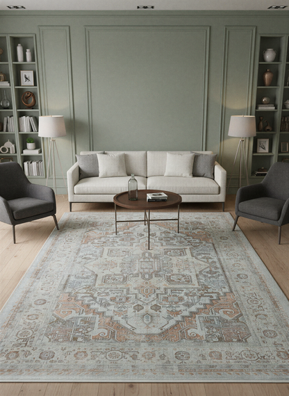 Arte VN033-2 Vintage Klasik Desenli Dekoratif Şönil Halı