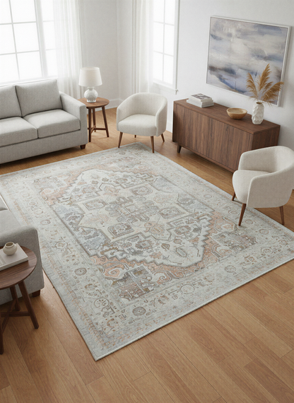 Arte VN033-2 Vintage Klasik Desenli Dekoratif Şönil Halı