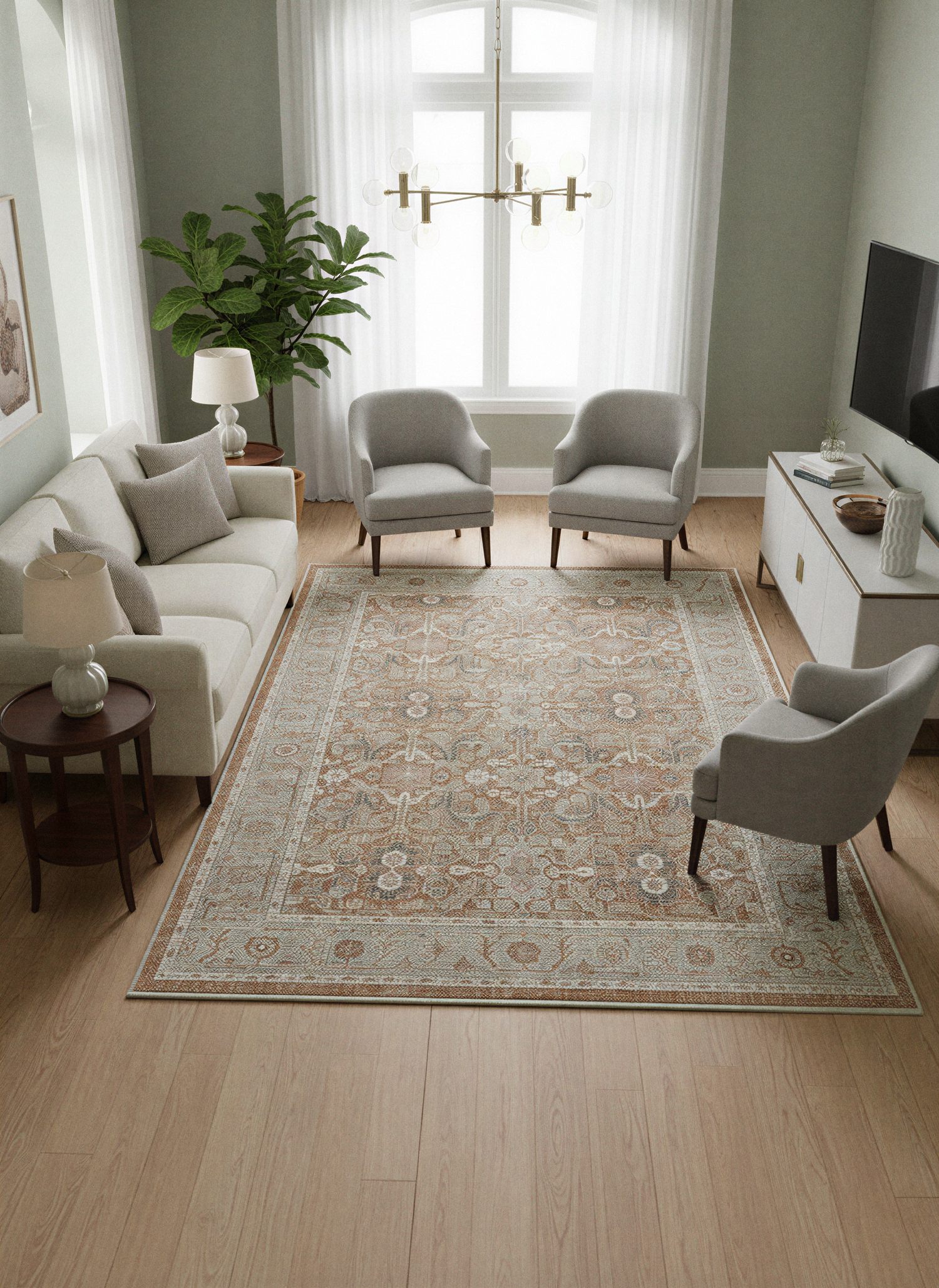 Arte VN035 Vintage Klasik Desenli Dekoratif Şönil Halı