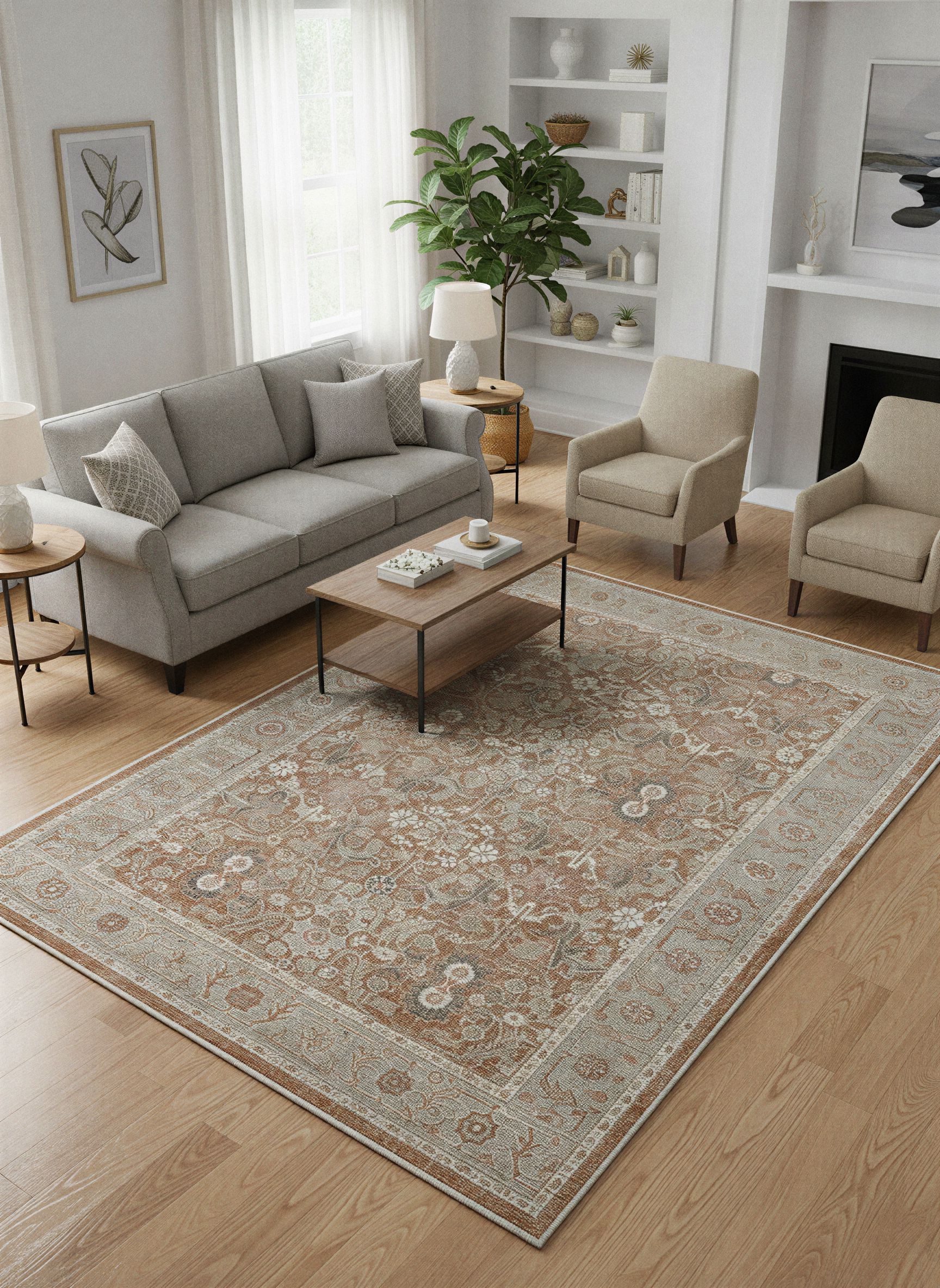 Arte VN035 Vintage Klasik Desenli Dekoratif Şönil Halı