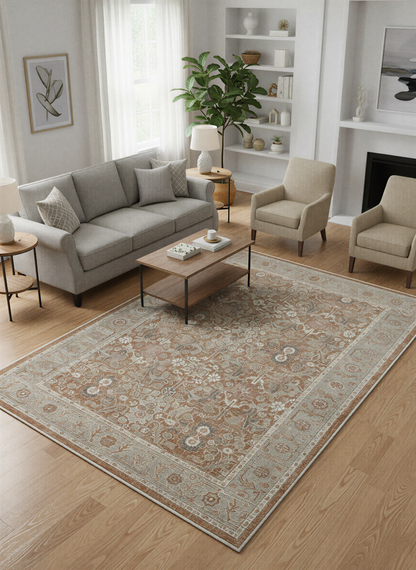 Arte VN035 Vintage Klasik Desenli Dekoratif Şönil Halı