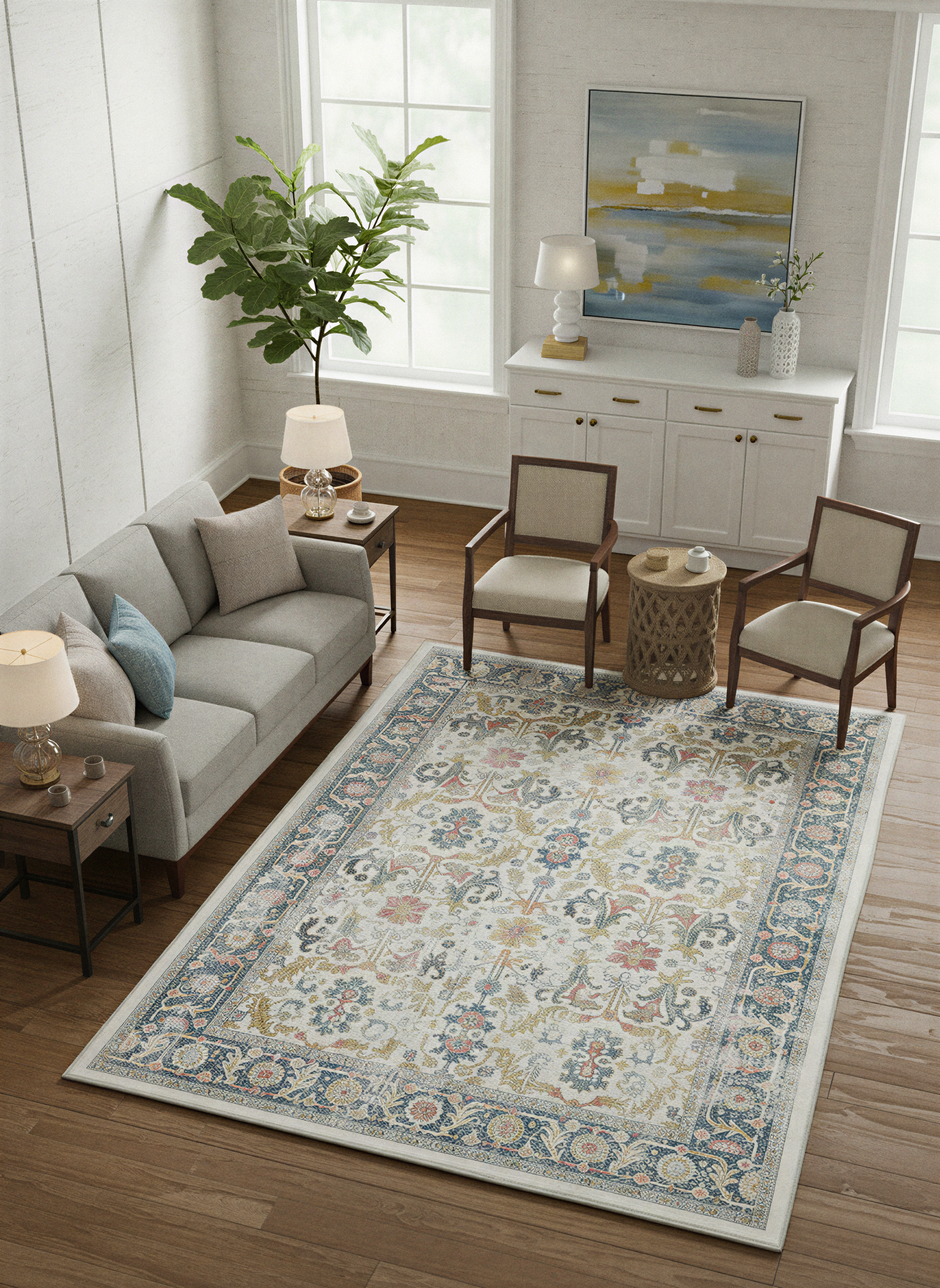 Arte VN037 Vintage Klasik Desenli Dekoratif Şönil Halı