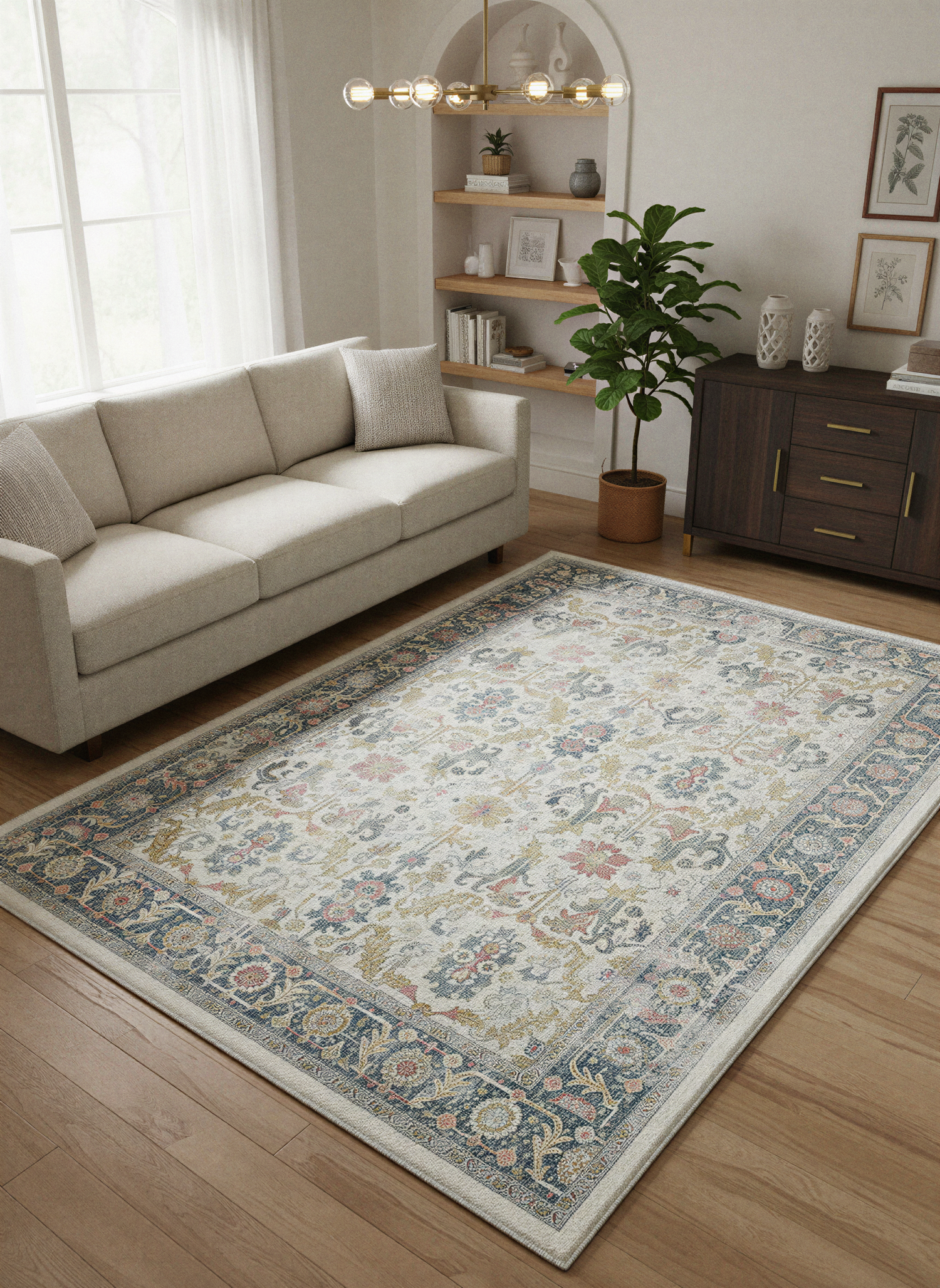 Arte VN037 Vintage Klasik Desenli Dekoratif Şönil Halı