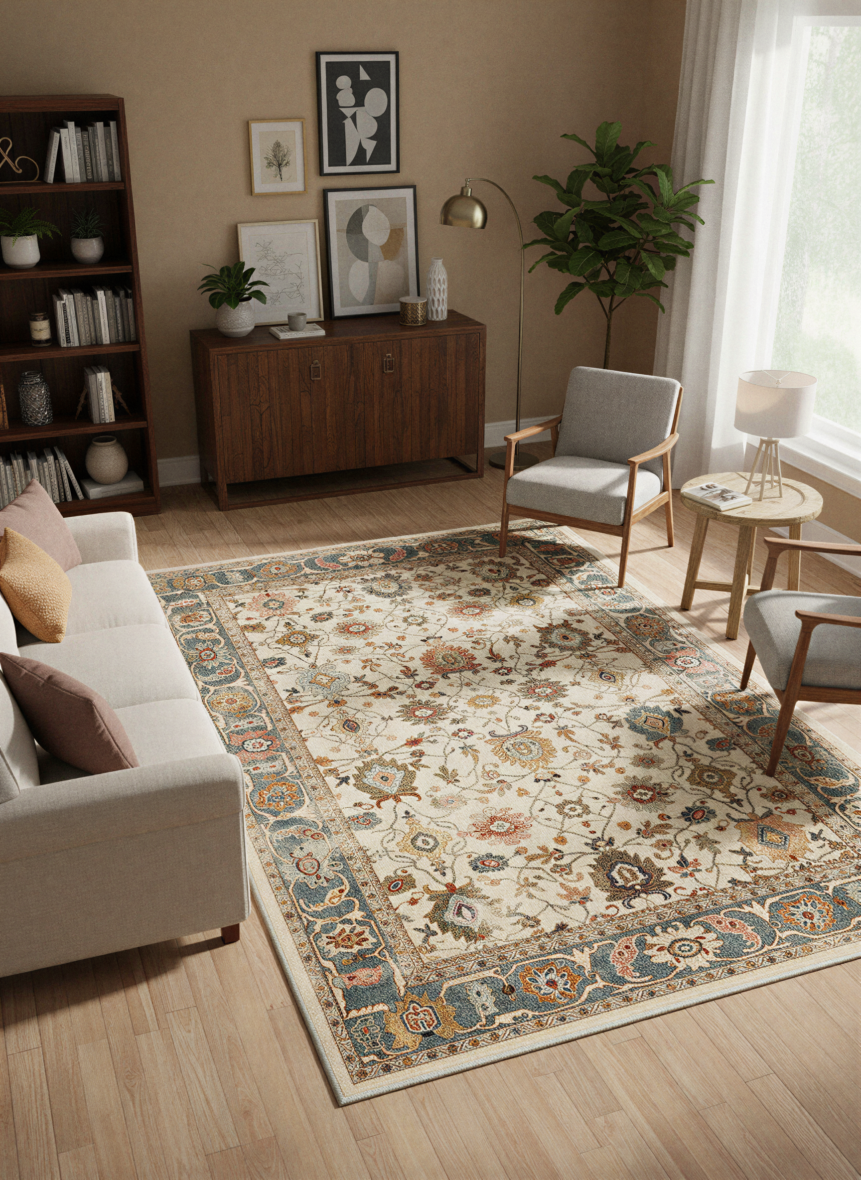 Arte VN039 Vintage Klasik Desenli Dekoratif Şönil Halı