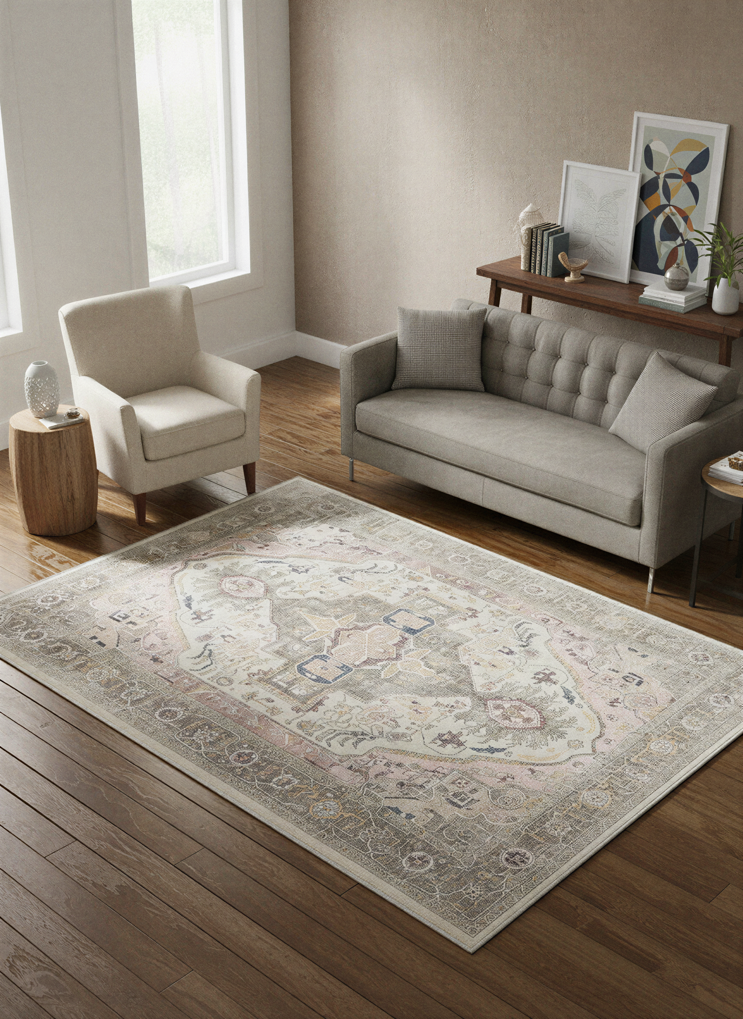 Arte VN040-1 Vintage Klasik Desenli Dekoratif Şönil Halı