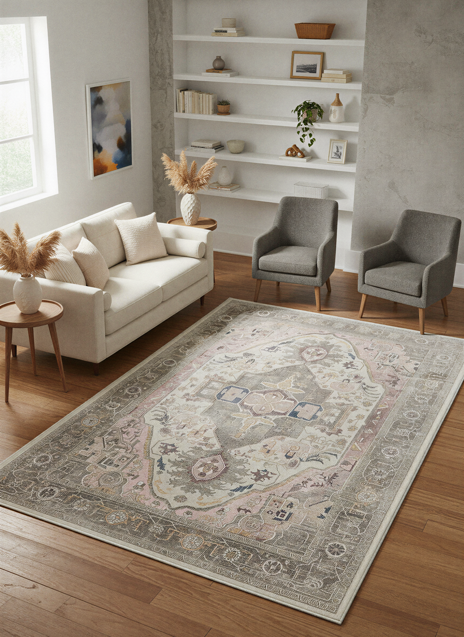 Arte VN040-1 Vintage Klasik Desenli Dekoratif Şönil Halı