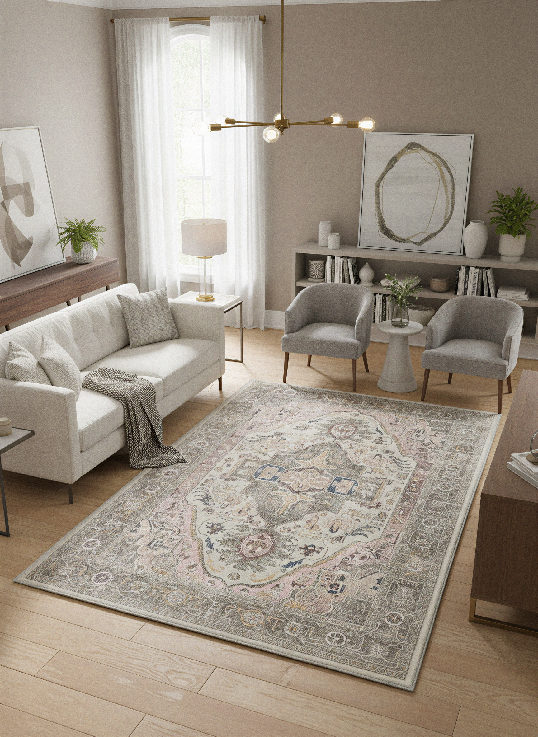 Arte VN040-1 Vintage Klasik Desenli Dekoratif Şönil Halı