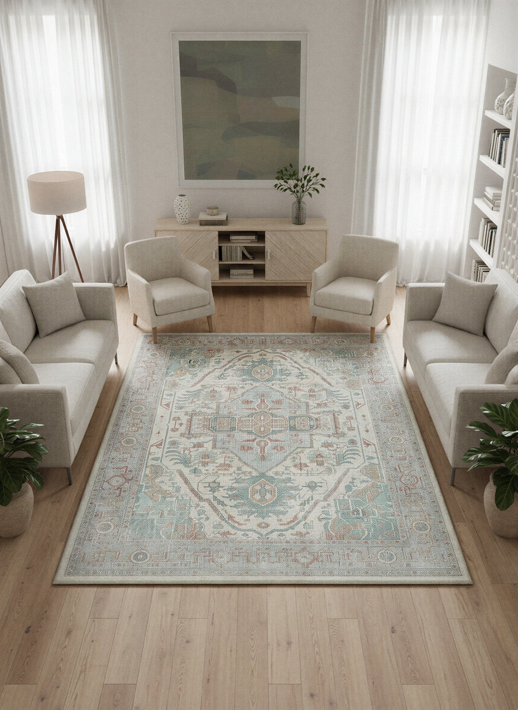 Arte VN040-2 Vintage Klasik Desenli Dekoratif Şönil Halı