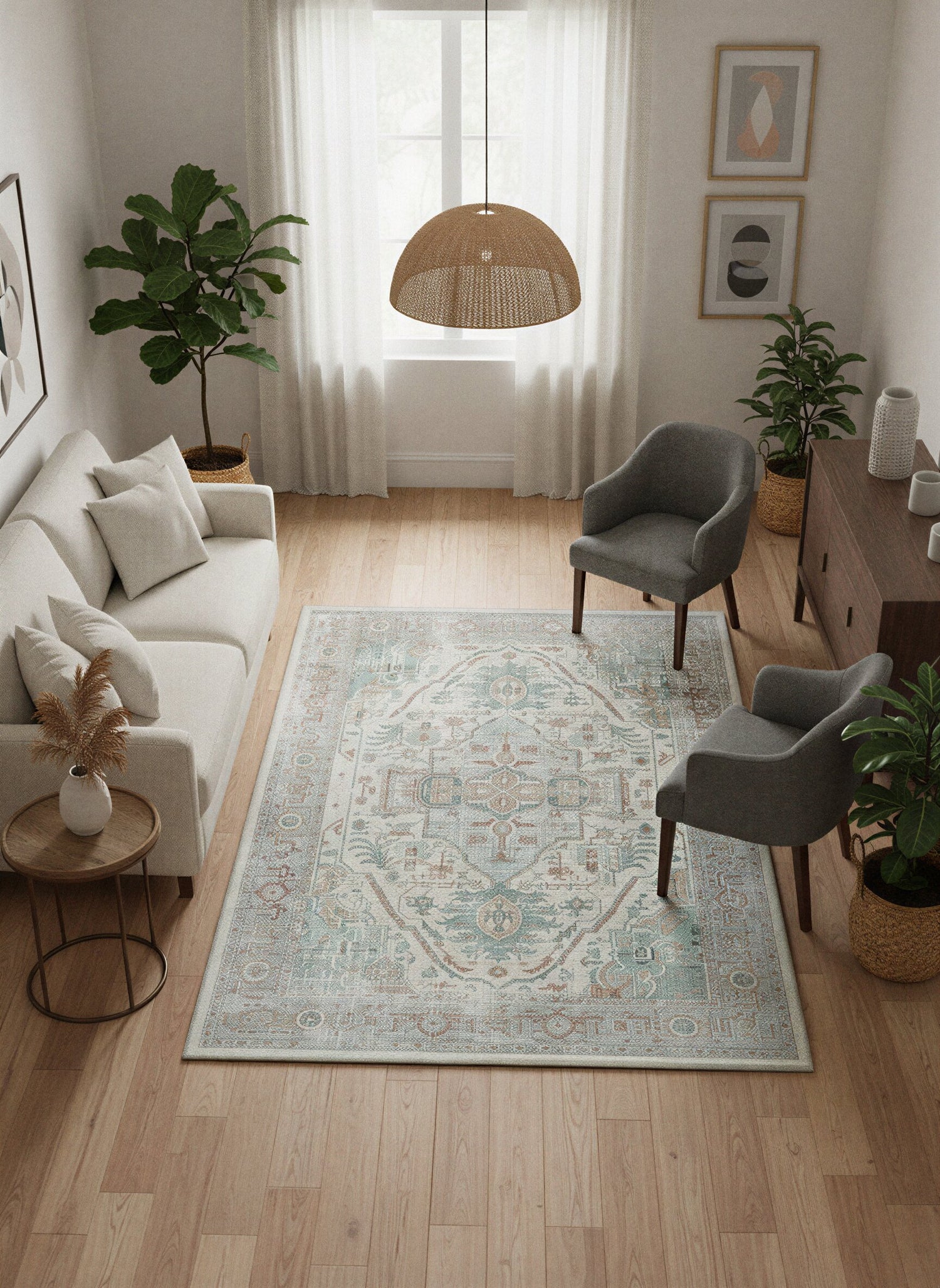 Arte VN040-2 Vintage Klasik Desenli Dekoratif Şönil Halı