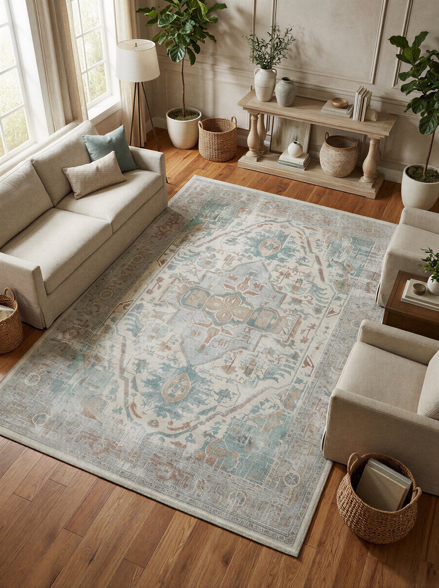 Arte VN040-2 Vintage Klasik Desenli Dekoratif Şönil Halı