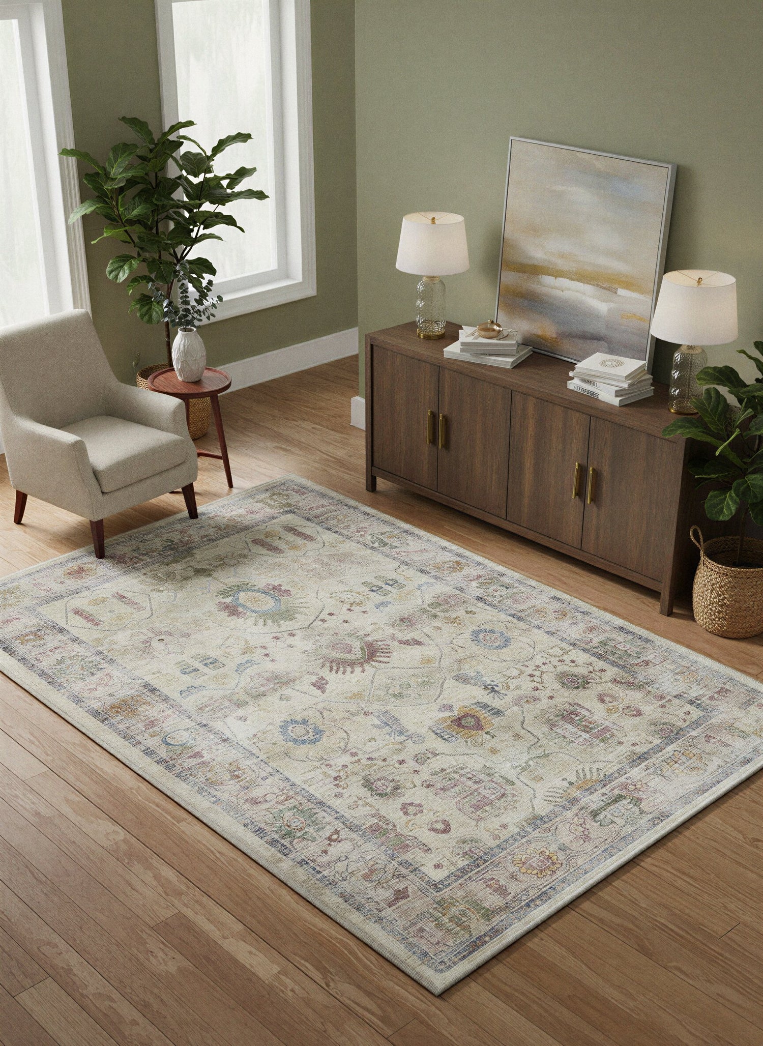 Arte VN041 Vintage Klasik Desenli Dekoratif Şönil Halı