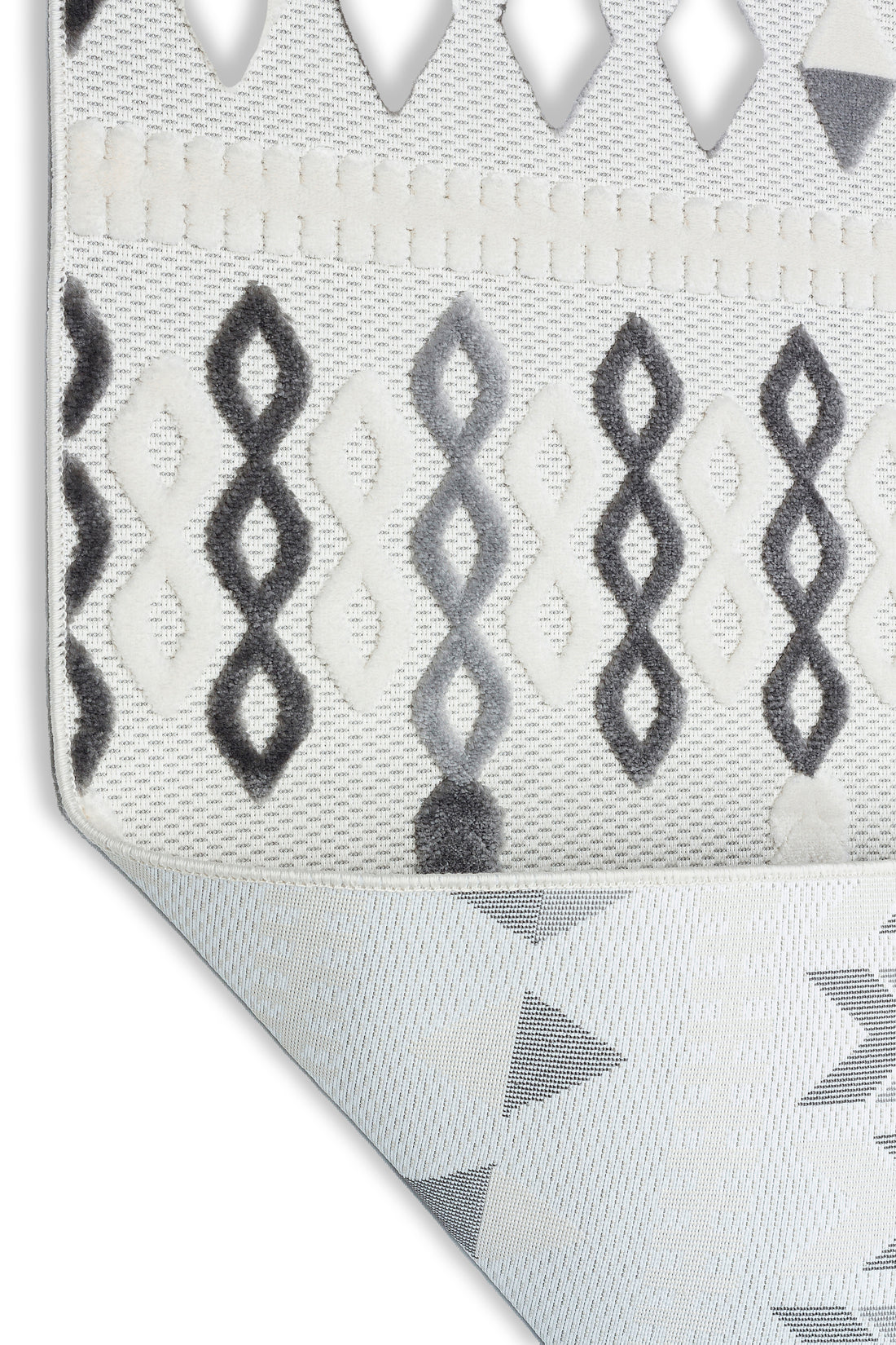 ARYA 5023-G-GRİ BEYAZ Geometrik Desenli Dokuma Salon Koridor Mutfak Halısı-KP