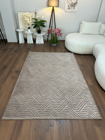 ŞÖNİL PERLA - VİZON Kaymaz Taban Salon Şönil Kilim Dokuma Halı