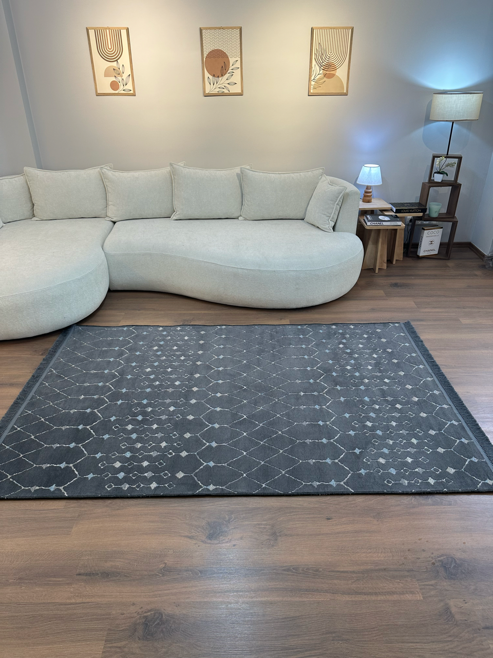 ŞÖNİL MODERN - ANTRASİT Kaymaz Taban Salon Koridor Mutfak Şönil Kilim Dokuma Halı
