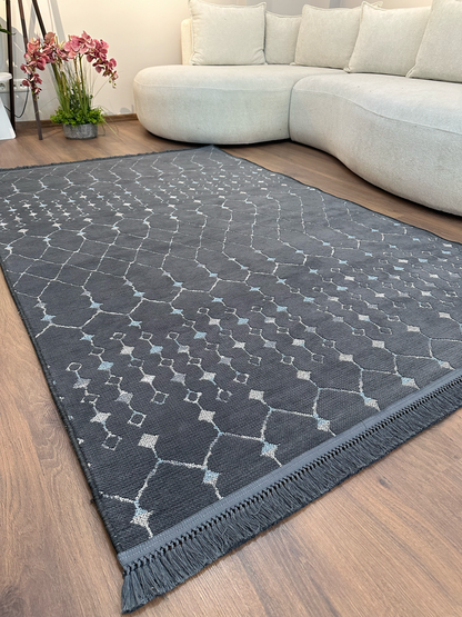 ŞÖNİL MODERN - ANTRASİT Kaymaz Taban Salon Koridor Mutfak Şönil Kilim Dokuma Halı