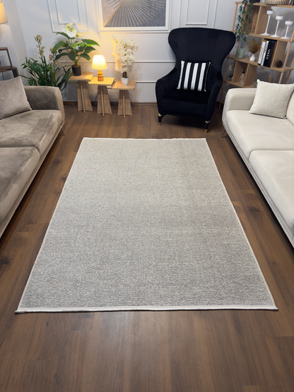 ŞÖNİL SUDE-KREM Makinede Yıkanabilir Modern Sade Desenli Salon Koridor Mutfak Şönil Dokuma Halı