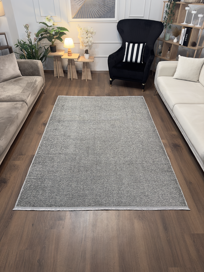 ŞÖNİL SUDE-GRİ Makinede Yıkanabilir Modern Sade Desenli Salon Koridor Mutfak Şönil Dokuma Halı