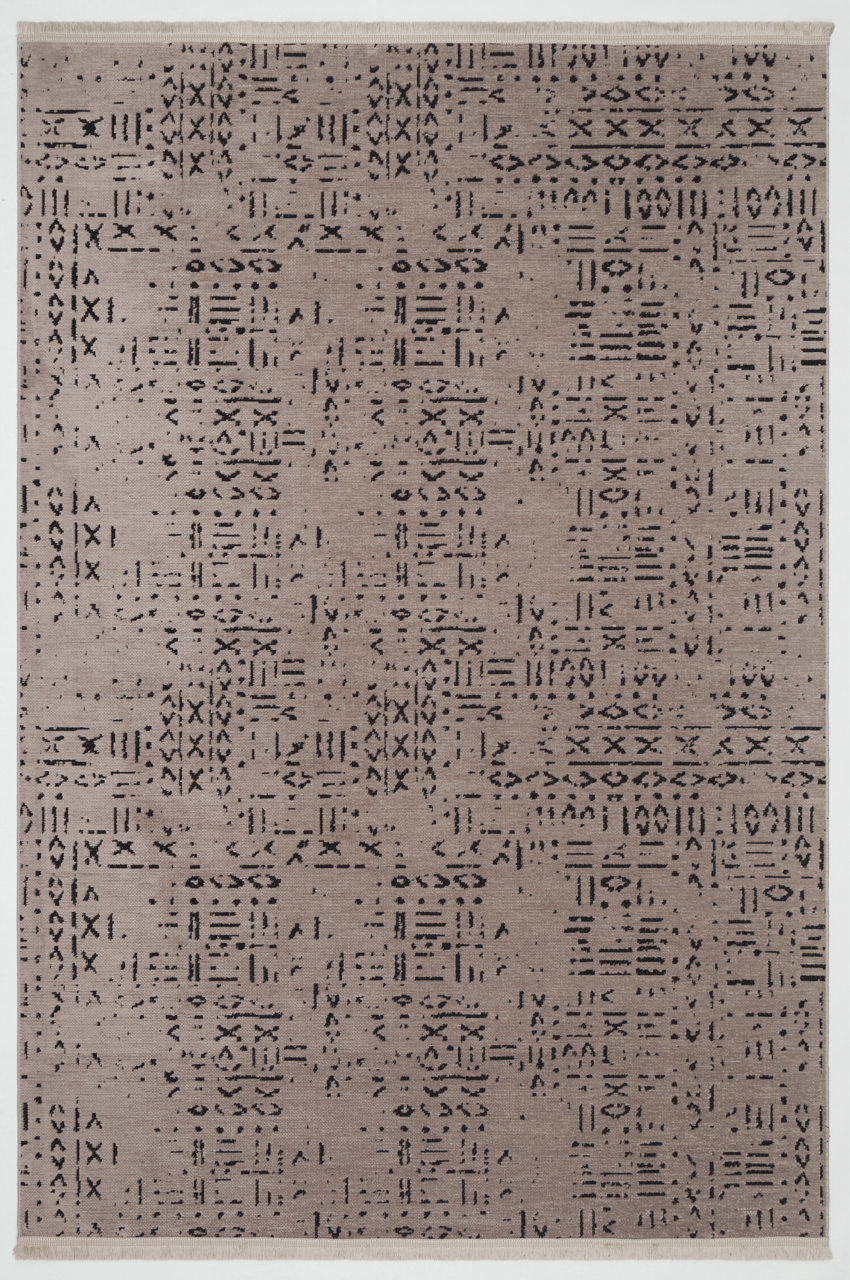 ŞÖNİL FİGÜR - VİZON Kaymaz Taban İskandinav Desenli Salon Koridor Mutfak Şönil Kilim Dokuma Halı