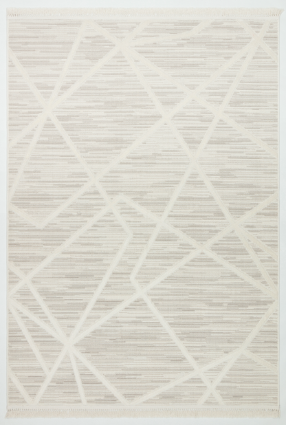 İCON T-PE04-KREM Modern Geometrik Desenli Salon Koridor Mutfak Halısı
