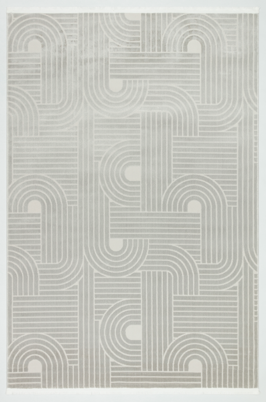 SÜMER A-2012 GRİ Kaymaz Taban Sentetik Bambu Geometrik Desenli Parlak Saten Salon Koridor Mutfak Halısı