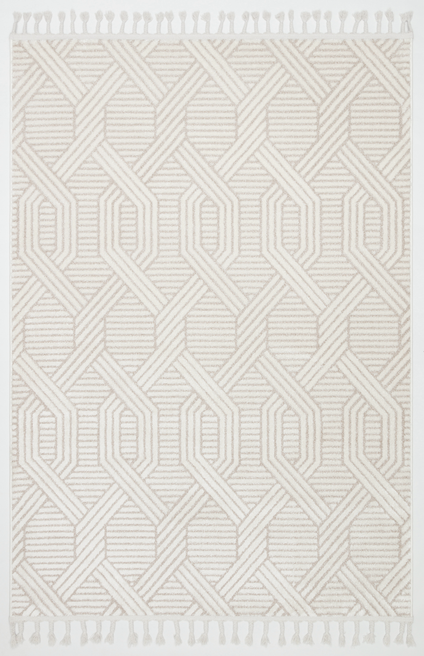PALERMO A-10502 BEJ Sık Dokuma Modern Geometrik Desenli Salon Koridor Mutfak Halısı