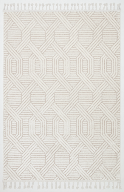 PALERMO A-10502 BEJ Sık Dokuma Modern Geometrik Desenli Salon Koridor Mutfak Halısı