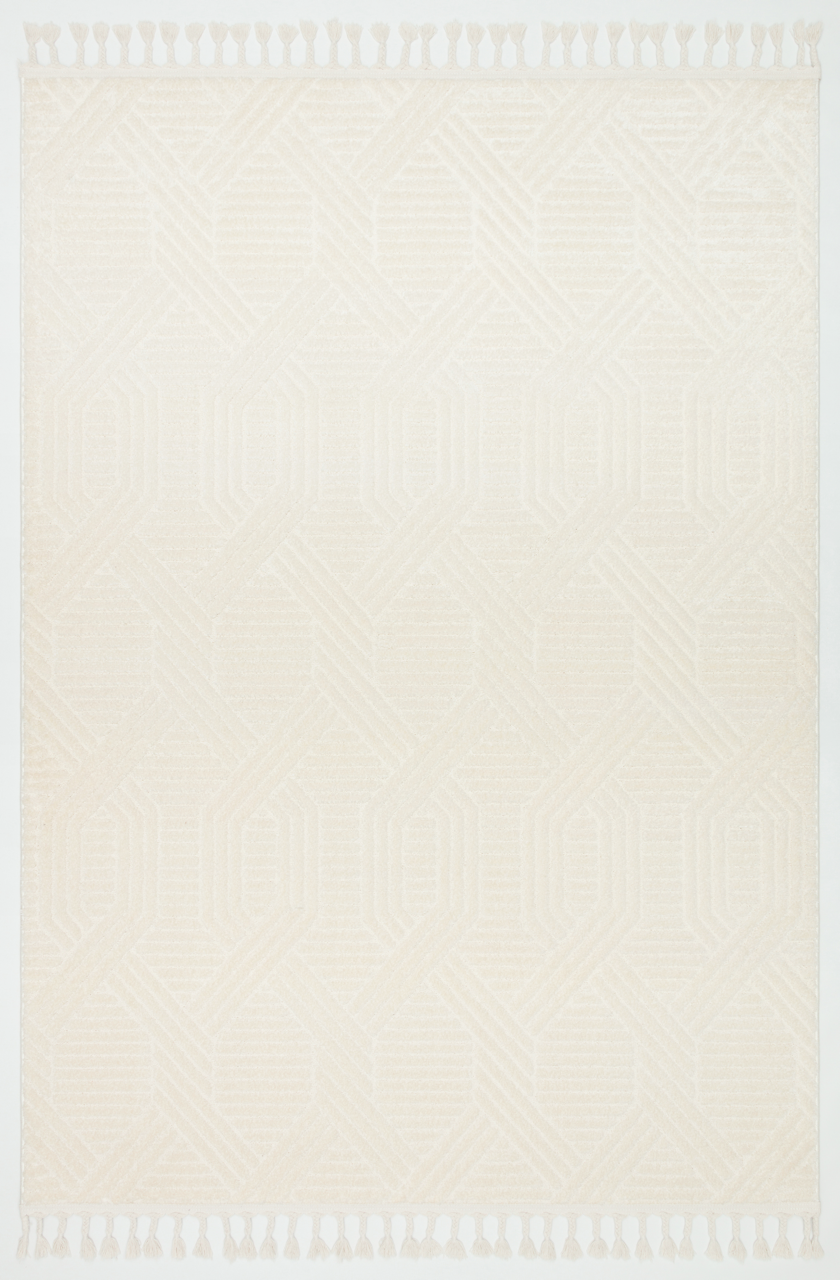 PALERMO A-10502 KREM Sık Dokuma Modern Geometrik Desenli Salon Koridor Mutfak Halısı