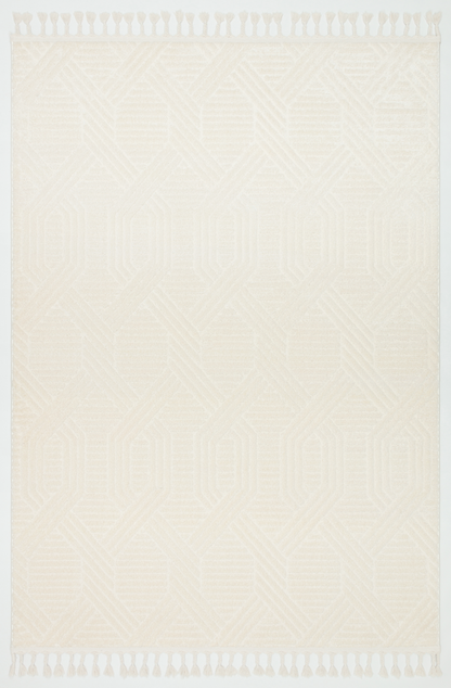PALERMO A-10502 KREM Sık Dokuma Modern Geometrik Desenli Salon Koridor Mutfak Halısı