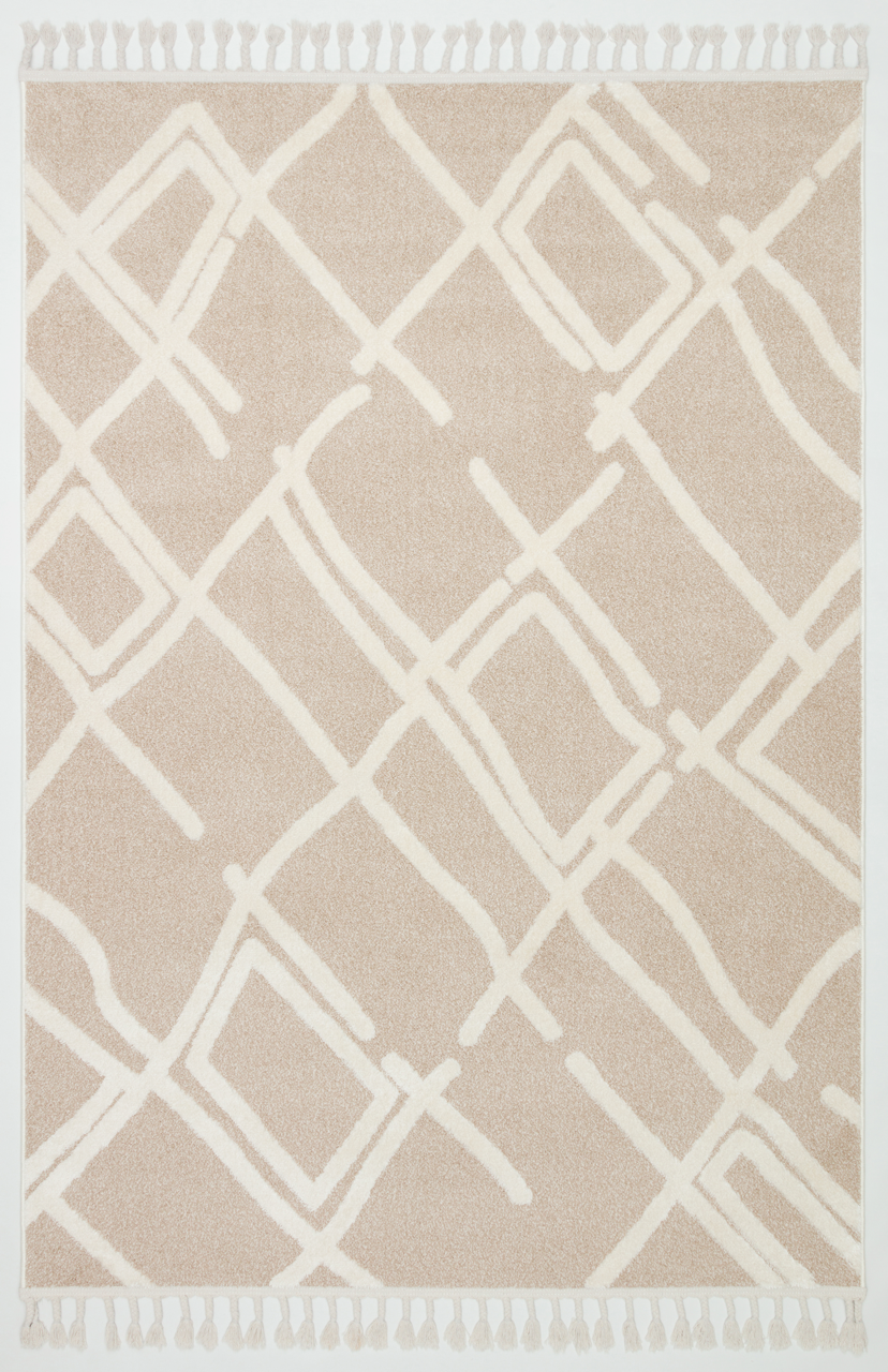 PALERMO A-11891 BEJ Sık Dokuma Modern Geometrik Desenli Salon Koridor Mutfak Halısı