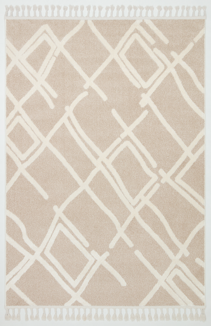 PALERMO A-11891 BEJ Sık Dokuma Modern Geometrik Desenli Salon Koridor Mutfak Halısı