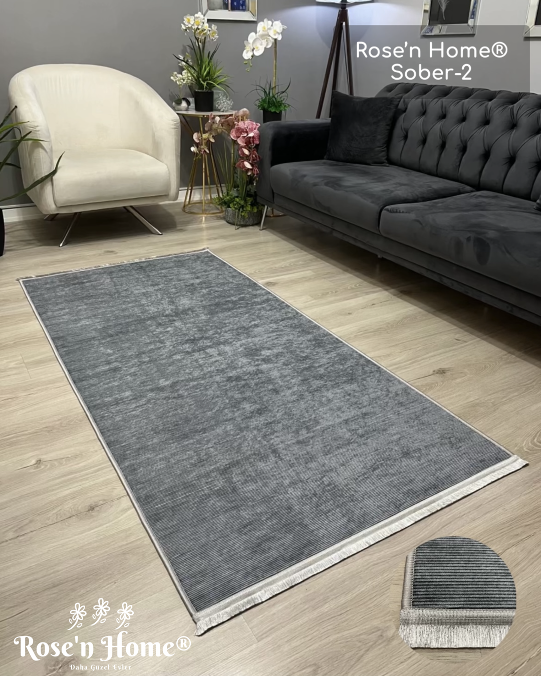 SOBER-2 - %100 Pamuk Dokuma Taban Makinede Yıkanabilir Kaymaz Halı