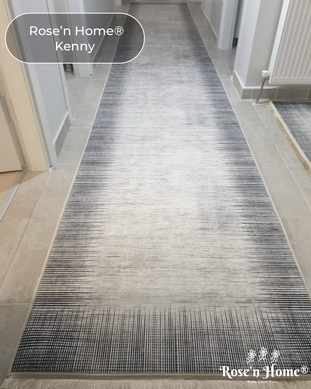 KENNY - %100 Pamuk Dokuma Taban Makinede Yıkanabilir Kaymaz Halı