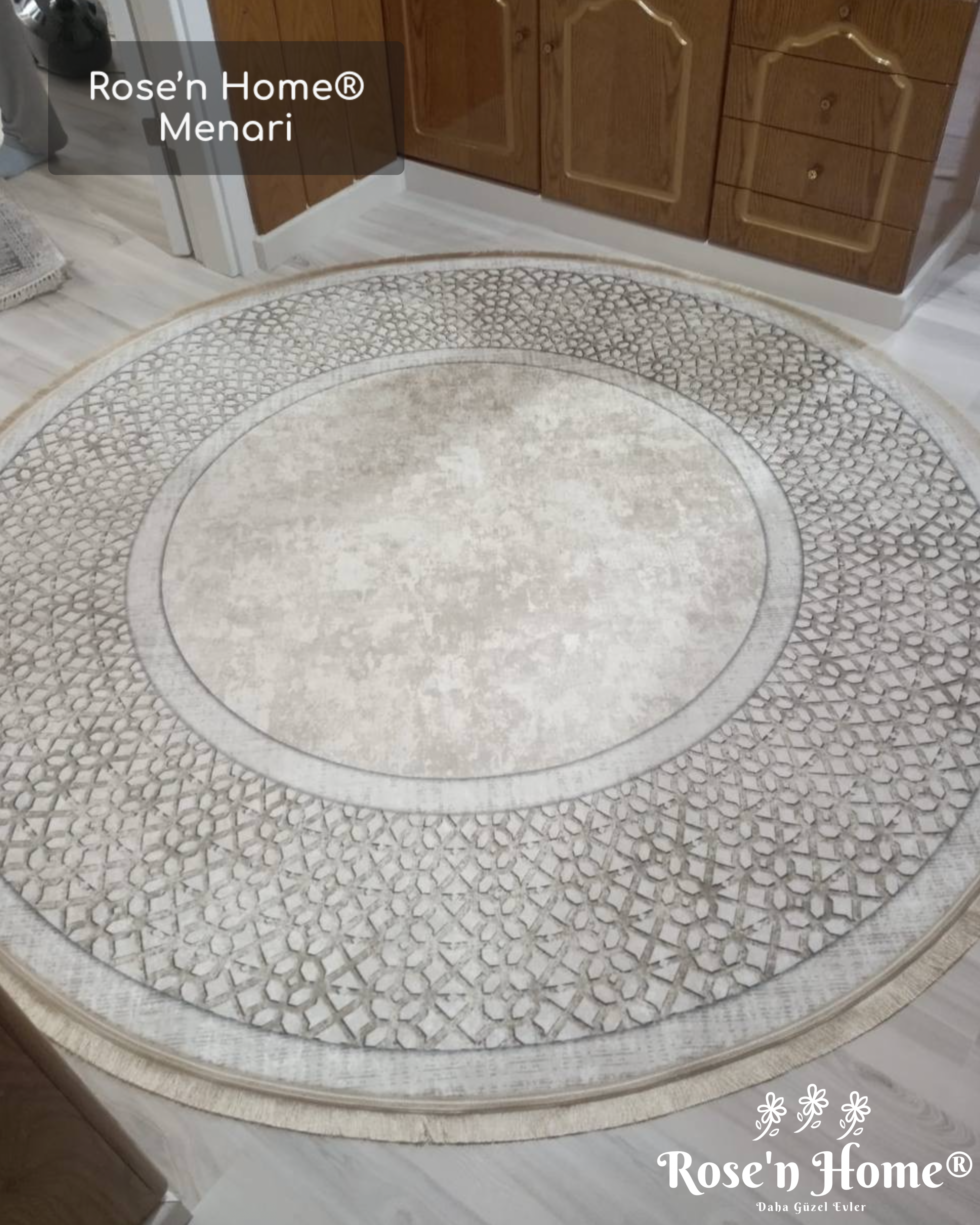 MENARİ - %100 Pamuk Dokuma Taban Makinede Yıkanabilir Kaymaz Halı