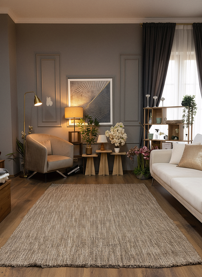 DOĞAL JÜT-1 Doğal Bitkisel İplikle Elde Dokuma Jüt Halı