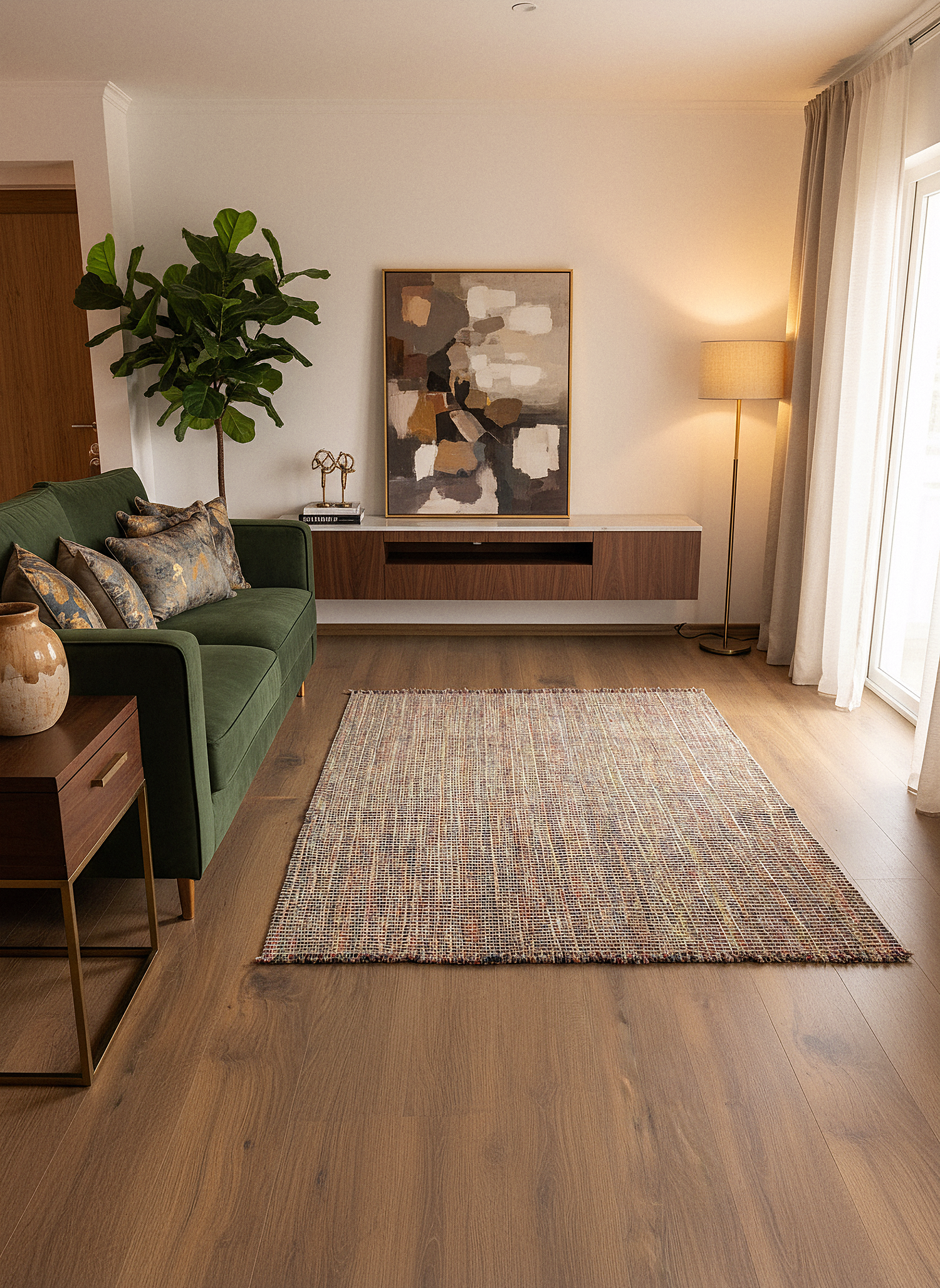 DOĞAL JÜT-2 Doğal Bitkisel İplikle Elde Dokuma Jüt Halı