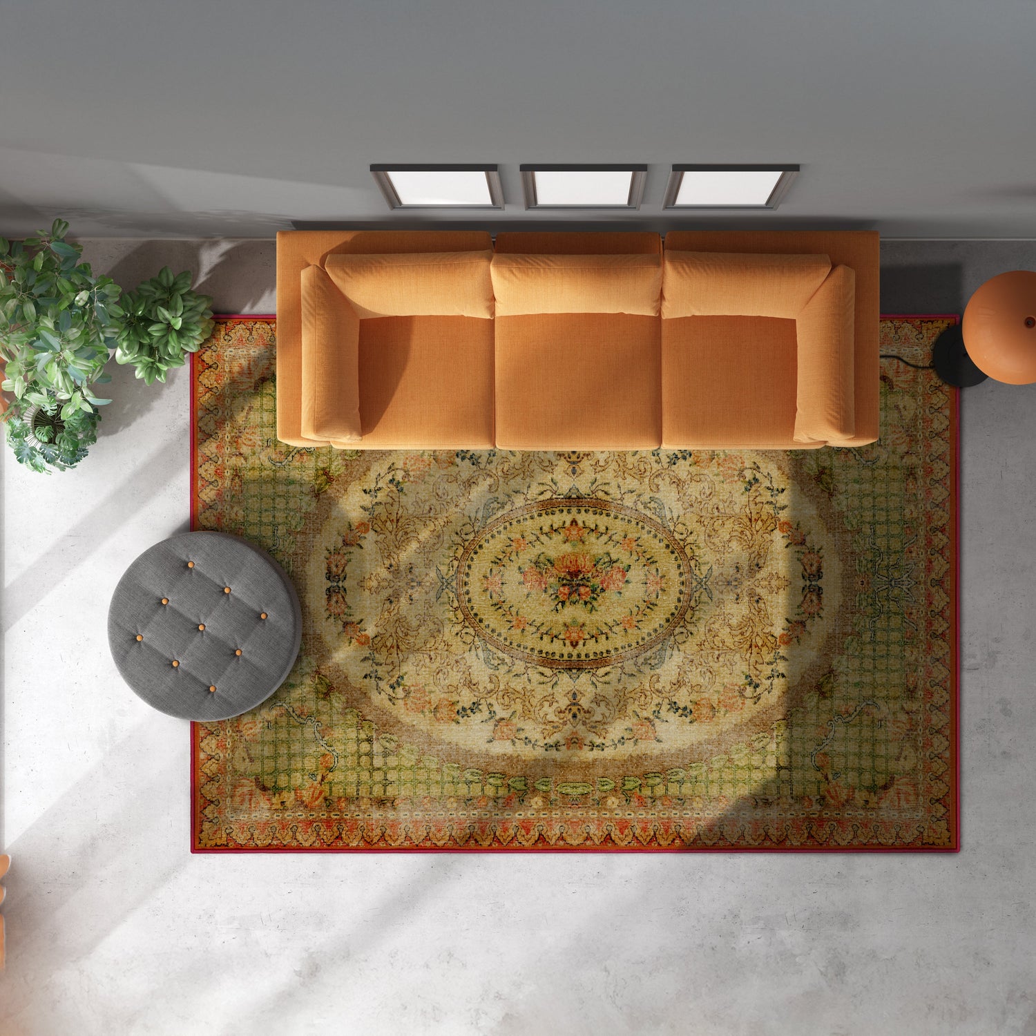 Arte DS004 - Antik Serisi Vintage Modern Desenli Dokuma Taban Dekoratif Halı